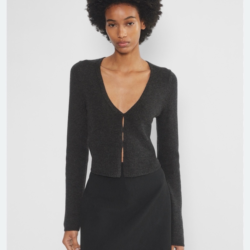 Aritzia Wilfred basque cardigan grey